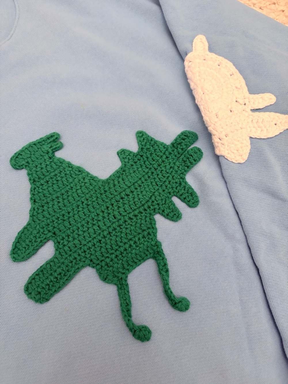 Tibi Crochet Appliques Series Sweatshirt, M, pale turquoise blue, like new - Picture 7 of 8